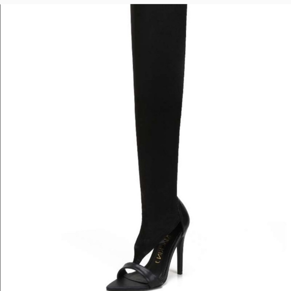 Mackin J Shoes - SOLD - Over the knee Polyester Geometric Heel 8.5
